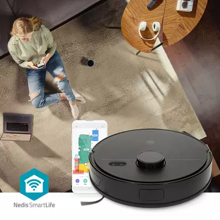 SmartLife Robot Dammsugare | Navigationsmetod: Lasernavigation | Wi-Fi | Kapacitet insamlingsreservoir: 0.59 l | Automatisk laddning | Maximal användningstid: 1.75 timmar | Svart | Android / IOS - Robotdammsugare - 5412810469116 - 5