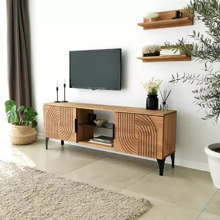 TV-bänk Hanah Home Lidya Ek Massiv Furu 150x40x30 cm - TV-bänkar - 8683743040896 - 2