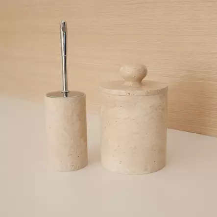 Badrum Set Mijölnir Beige 100% Travertinmarmor 16x20 cm & 9x17 cm - Badrumstillbehör - 8684283055296 - 2