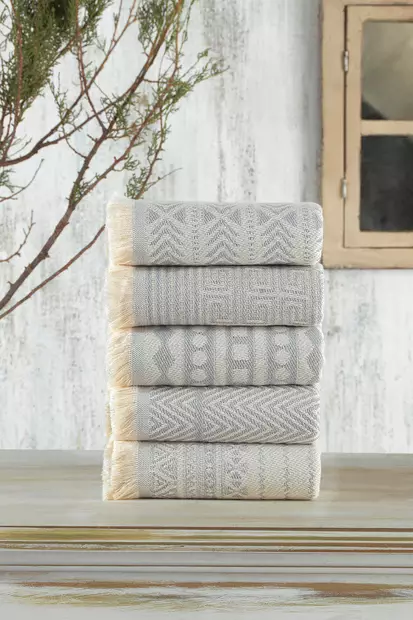 Tvätthandduk Set Mijölnir Ljusgrå 100% Bomull 38x65 cm - Handdukar - 8683342739726 - 2