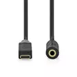 USB-C Adapter | USB 2.0 | USB-C Hane | 3.5 mm Hona | 1.00 m | Rund | Guldplaterad | PVC | Svart | Låda - Dator och nätverk - 5412810406876 - 10