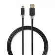 USB-kabel | USB 2.0 | USB-A Hane | USB Mini-B 5 pin Hane | 480 Mbps | Guldplaterad | 2.00 m | Rund | PVC | Antracit | Låda - Dator och nätverk - 5412810263486 - 1