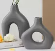 Vas Set Aberto Design Iskandinav Grå Keramik 15x4x19 cm 16x4x15 cm - Hängande blomkrukor och vaser - 8684282698166 - 2
