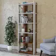 Bokhylla Hanah Home Sakran Vit Valnöt Spånskiva 63x180x32 cm - Bokhyllor - 8682870956186 - 2