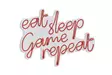 Dekorativ Led Väggbelysning Wallity Eat Sleep Game Repeat Röd Plast 51x40 cm - Ljussmycken och ljusfigurer - 8682870290006 - 8