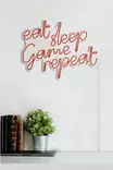 Dekorativ Led Väggbelysning Wallity Eat Sleep Game Repeat Röd Plast 51x40 cm - Ljussmycken och ljusfigurer - 8682870290006 - 6