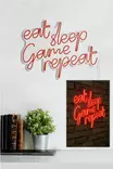 Dekorativ Led Väggbelysning Wallity Eat Sleep Game Repeat Röd Plast 51x40 cm - Ljussmycken och ljusfigurer - 8682870290006 - 4