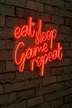 Dekorativ Led Väggbelysning Wallity Eat Sleep Game Repeat Röd Plast 51x40 cm - Ljussmycken och ljusfigurer - 8682870290006 - 3