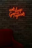 Dekorativ Led Väggbelysning Wallity Eat Sleep Game Repeat Röd Plast 51x40 cm - Ljussmycken och ljusfigurer - 8682870290006 - 5