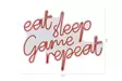 Dekorativ Led Väggbelysning Wallity Eat Sleep Game Repeat Röd Plast 51x40 cm - Ljussmycken och ljusfigurer - 8682870290006 - 9