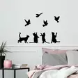 Väggdekor Metall Wallity Birds Playing With Cats Svart Metall 79x110 cm - Dekorationer, prydnadsföremål - 8683743438846 - 2