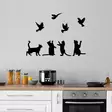 Väggdekor Metall Wallity Birds Playing With Cats Svart Metall 79x110 cm - Dekorationer, prydnadsföremål - 8683743438846 - 3