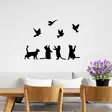 Väggdekor Metall Wallity Birds Playing With Cats Svart Metall 79x110 cm - Dekorationer, prydnadsföremål - 8683743438846 - 4