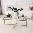 Soffbord Hanah Home Sun S410 Guld Härdat Glas 94x35x64 cm - Soffbord - 8683342949606 - 5