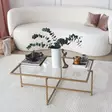 Soffbord Hanah Home Sun S410 Guld Härdat Glas 94x35x64 cm - Soffbord - 8683342949606 - 6