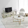 Soffbord Hanah Home Gold Sun S404 Guld Härdat Glas 83x40x83 cm - Soffbord - 8682870730946 - 6