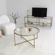 Soffbord Hanah Home Gold Sun S404 Guld Härdat Glas 83x40x83 cm - Soffbord - 8682870730946 - 2