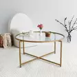 Soffbord Hanah Home Gold Sun S404 Guld Härdat Glas 83x40x83 cm - Soffbord - 8682870730946 - 3