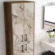 Förvaringsskåp Hanah Home Berlin A Valnöt Vit Marmormönster Spånskiva 60x200x35 cm - Skåp och byråer - 8683342170116 - 5