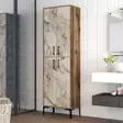 Förvaringsskåp Hanah Home Berlin A Valnöt Vit Marmormönster Spånskiva 60x200x35 cm - Skåp och byråer - 8683342170116 - 2