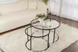 Soffbord Hanah Home Coffee Table Set Svart Härdat Glas 80x43x80 cm 60x39x60 cm - Soffbord - 8683742475156 - 1