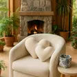 Prydnadskudde Aberto Design Teddy Kalp Light Beige Polyester 42x45x12 cm - Prydnadskuddar - 8684283850136 - 5