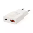 Väggladdare | 30 W | GaN | PD3.0 | Snabbladdnings funktion | 1.5 / 2.0 / 2.5 / 3.0 A | Antal utgångar: 2 | USB-A / USB-C | USB-C (Lös) Kabel | 1.50 m | Automatiskt val av Spänning | Vit - Nätladdare - 5412810471546 - 40