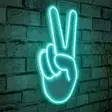 Väggdekor Plast Led Wallity Victory Sign Blå Plast 29x44 cm - Ljussmycken och ljusfigurer - 8682870289956 - 2