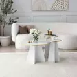 Soffbord Hanah Home Mushroom 2 Guld Vit Spånskiva 40x50x40 cm 30x45x30 cm - Soffbord - 8684282402596 - 3