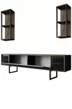 TV-bänk Hanah Home Black Line Valnöt Svart Spånskiva 180x30x48 cm - TV-bänkar - 8683742126126 - 8
