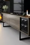 TV-bänk Hanah Home Black Line Valnöt Svart Spånskiva 180x30x48 cm - TV-bänkar - 8683742126126 - 5