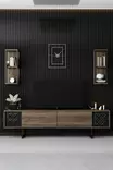 TV-bänk Hanah Home Black Line Valnöt Svart Spånskiva 180x30x48 cm - TV-bänkar - 8683742126126 - 3
