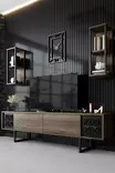 TV-bänk Hanah Home Black Line Valnöt Svart Spånskiva 180x30x48 cm - TV-bänkar - 8683742126126 - 2