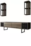 TV-bänk Hanah Home Black Line Valnöt Svart Spånskiva 180x30x48 cm - TV-bänkar - 8683742126126 - 1