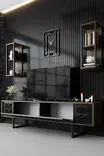 TV-bänk Hanah Home Black Line Valnöt Svart Spånskiva 180x30x48 cm - TV-bänkar - 8683742126126 - 4