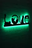 Dekorativ Ledbelysning Wallity Cat Love Grön MDF 70x22 cm - Ljussmycken och ljusfigurer - 8682870904576 - 3