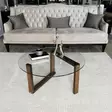 Soffbord Hanah Home Yuvarlak Cam Orta Sehpa S300 Valnöt Massivt Trä Härdat Glas 80x41x80 cm - Soffor - 8682870558526 - 9