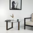 Soffbord Hanah Home Yuvarlak Cam Orta Sehpa S300 Valnöt Massivt Trä Härdat Glas 80x41x80 cm - Soffor - 8682870558526 - 6