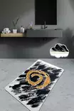 Badrumsmatta Mijölnir Svart Vit Guld 100% Polyester Antibakteriell Halkfri Maskintvättbar 70x120 cm - Badrumsmattor och våtrumsmattor - 8682870915046 - 1