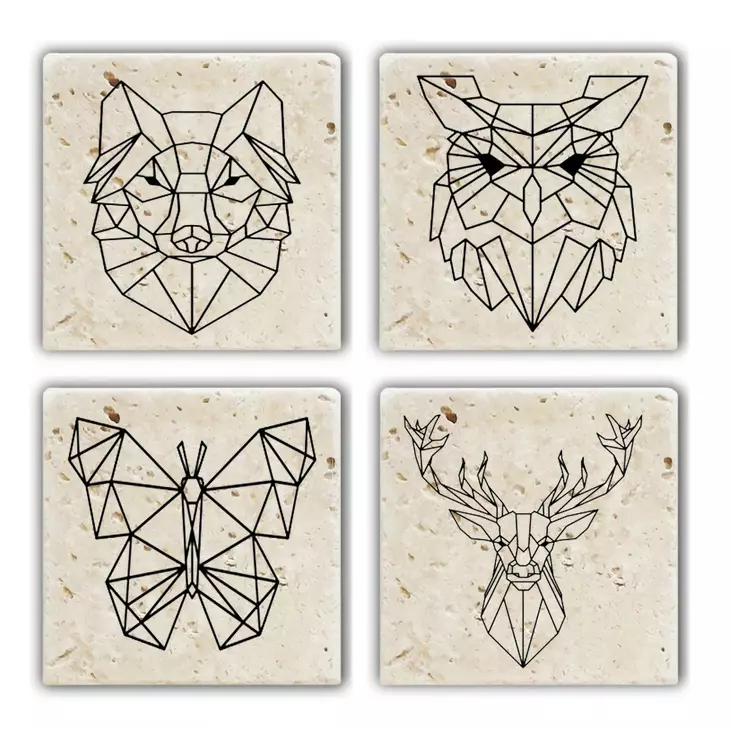 Glasunderlägg Hermia Flerfärgad Naturlig Sten 4 Delar - Dukar och tabletter - 8682870014336 - 1