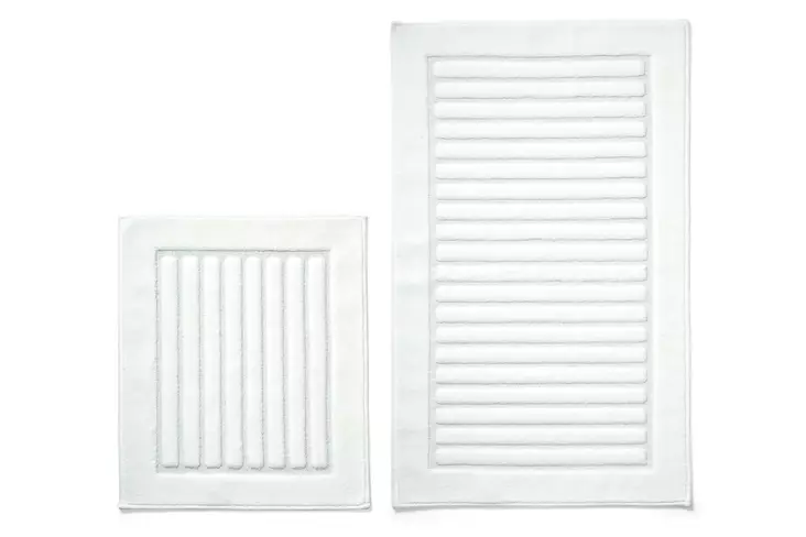 Badrumsmatta Set Mijölnir Krämvit 100% Bomull Halkfri Maskintvättbar 50x60 cm & 60x100 cm - Badrumsmattor och våtrumsmattor - 8682870190306 - 1