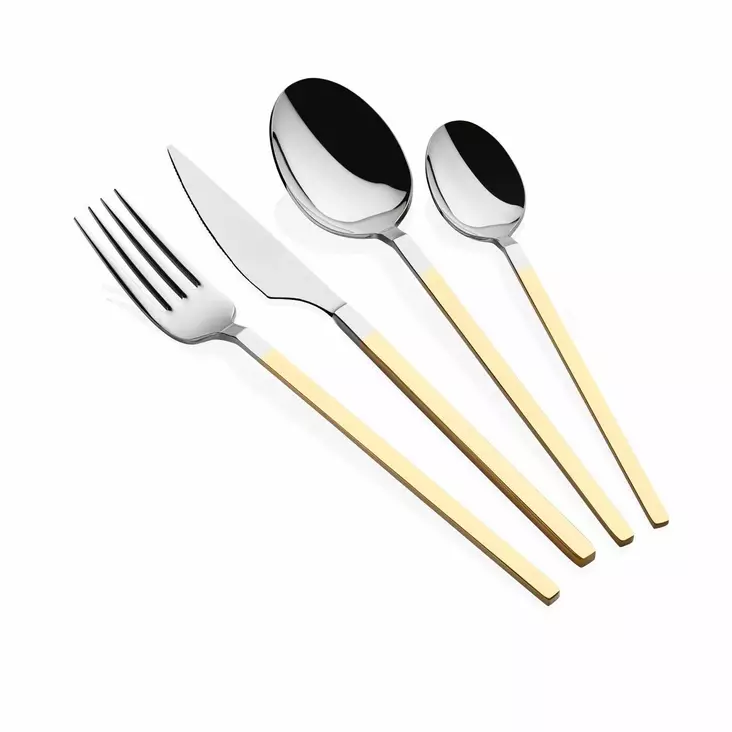 Bestickset Hermia Carre Guld Silver Rostfritt Stål 24 Delar - Bestick och serveringsredskap - 8684283550456 - 1
