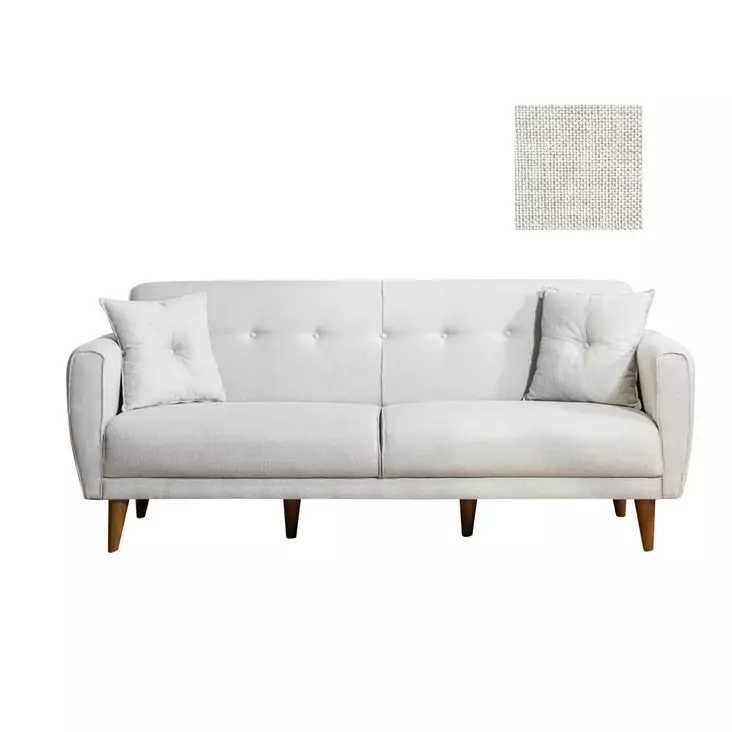 3-sits bäddsoffa Atelier del Sofa Aria Cream Linne 205x80x85 cm - Bäddsoffor - 8681875323856 - 1