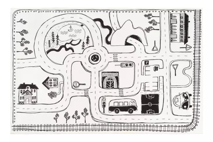 Liikennematto 100x150 Mustavalkoinen 1 - Barnrumsmattor - 6410413032156 - 1