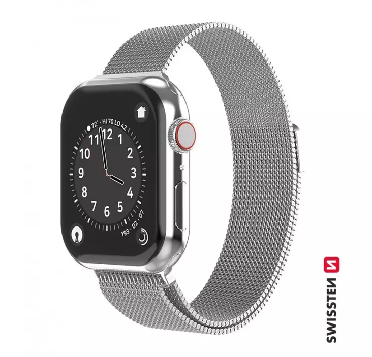 Apple Watch armband | Silver | 42-49 mm | Stål | Swissten - Smartklockor och aktivitetsmätare - 8595217477216 - 1