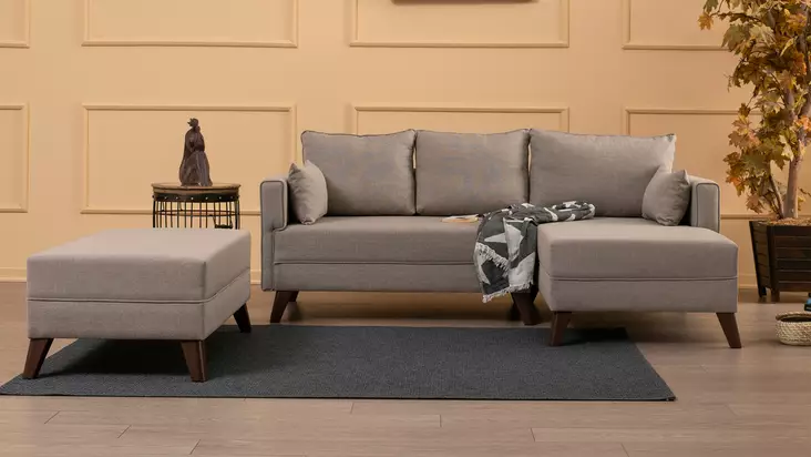 Hörnbäddsoffa Atelier del Sofa Bella Cream Polyester 205x140x85 cm - Soffor - 8681875547696 - 1