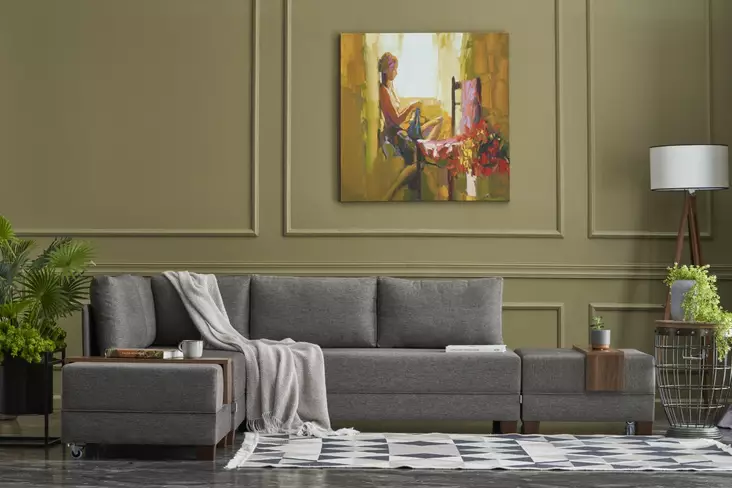 Hörnbäddsoffa Atelier del Sofa Fly Brun Polyester 210x280x70 cm - Soffor - 8681875112436 - 1