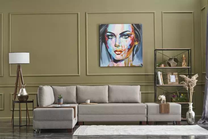 Hörnbäddsoffa Atelier del Sofa Fly Cream Bomull och Polyester 210x280x70 cm - Soffor - 8682870926776 - 1