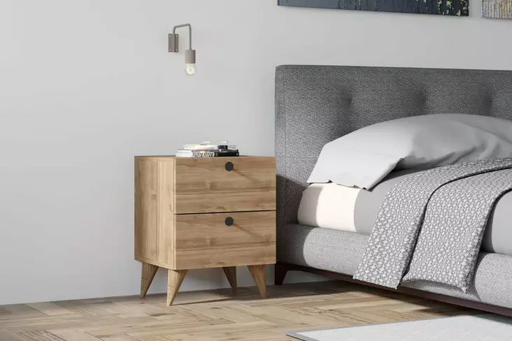 Sängbord Hanah Home Kada Valnöt Spånskiva 40x55x42 cm - Nattduksbord - 8683342782746 - 1