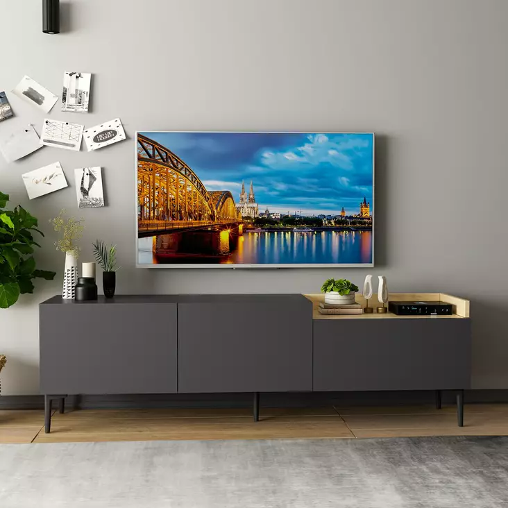 TV-bänk Hanah Home Mia Antracit Spånskiva 160x48x37 cm - TV-bänkar - 8683743316106 - 1